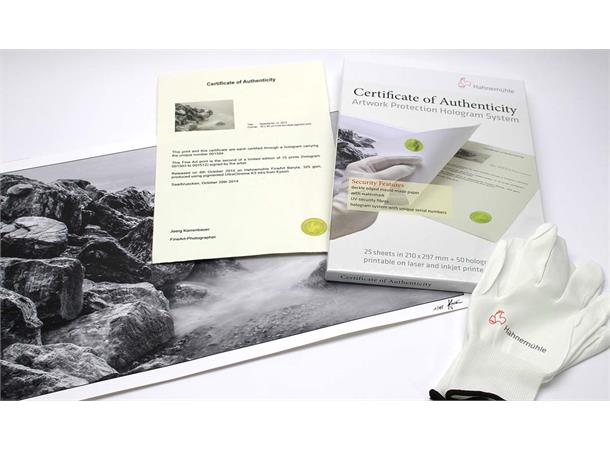 Hahnemühle Certificate of Authenticity A4 (25 ark) og 50 hologram 