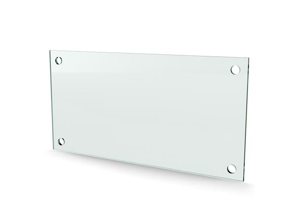Herdet glass med hull, 4mm, flat 297x150, 4hull, 15/15, 11mm hull 
