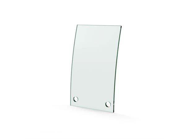 Herdet glass med hull, 4mm, kurvet 100x170, 2hull, 16/21, 11mm hull 