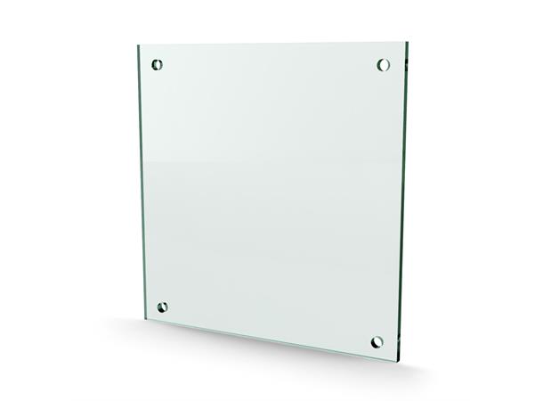 Herdet glass med hull, 8mm, flat 300x300, 4hull, 30/25, 11mm hull 