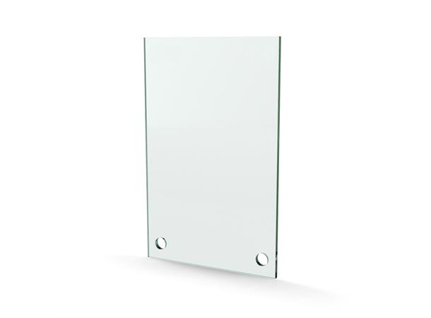 Herdet glass med hull, 4mm, flat 100x170, 2hull, 16/21, 11mm hull 