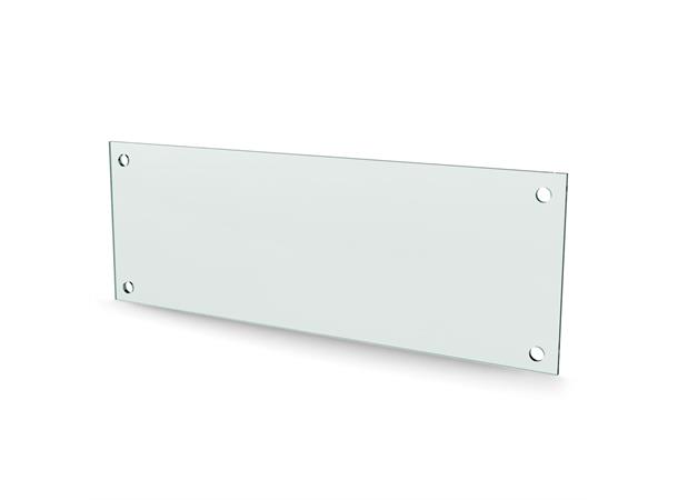 Herdet glass med hull, 4mm, flat 420x149, 4hull, 15/15, 11mm hull 