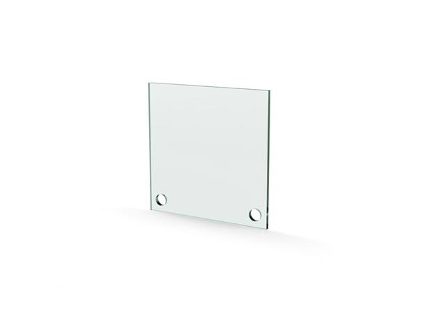 Herdet glass med hull, 4mm, flat 120x120, 2hull, 15/15, 11mm hull 