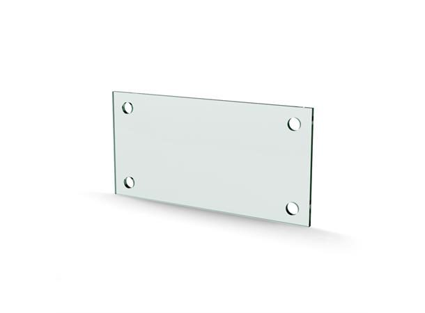 Herdet glass med hull, 4mm, flat 200x100, 4hull, 15/15, 11mm hull 