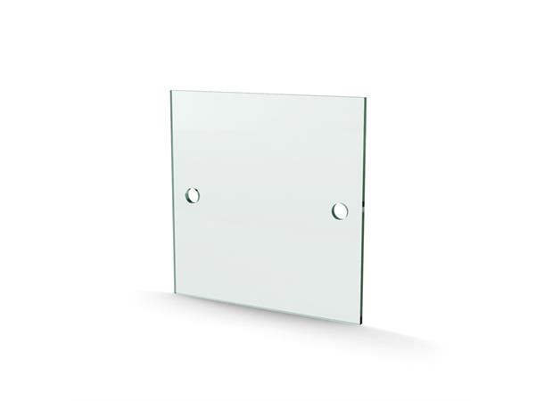 Herdet glass med hull, 4mm, flat 150x150, 2hull, 15/75, 11mm hull 