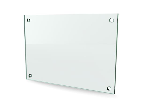 Herdet glass med hull, 8mm, flat 297x210, 4hull, 30/25, 11mm hull 