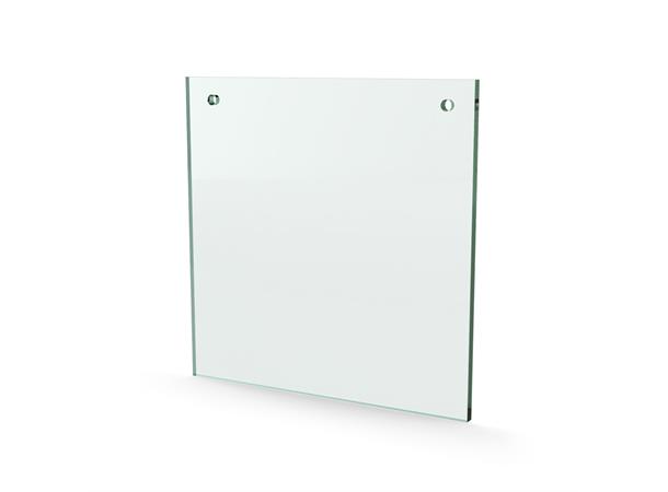 Herdet glass med hull, 6mm, flat 180x180, 2hull, 25/15, 6mm hull 