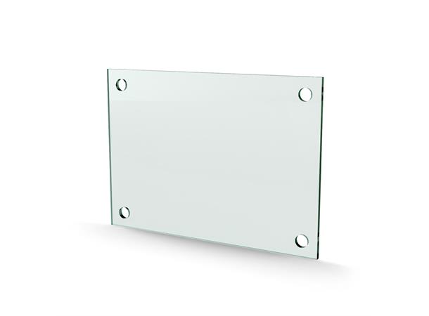 Herdet glass med hull, 4mm, flat 210x148, 4hull, 15/15, 11mm hull 