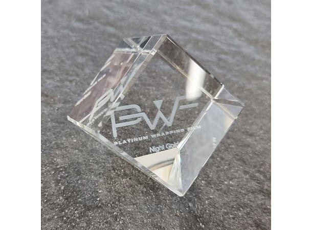PWF Glass Cube Trophy CC4183 Magenta Madness