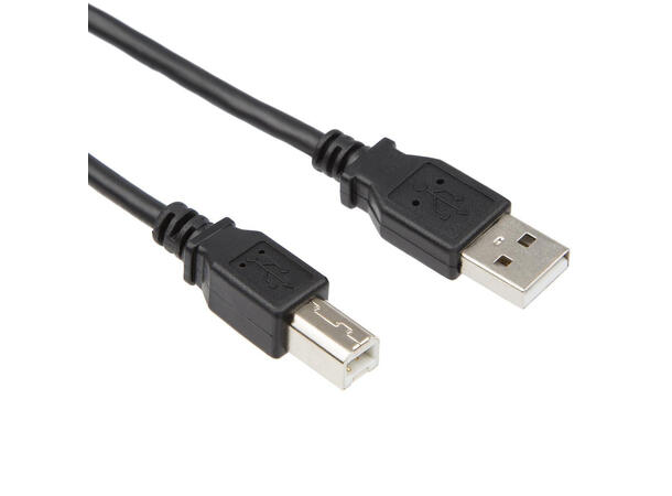 USB-A til USB-B-kabel 5m (sort) 2.0, USB type A, USB type B, PVC