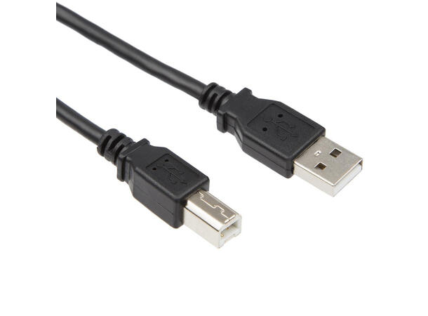 USB-A til USB-B-kabel 5m (sort) 2.0, USB type A, USB type B, PVC 