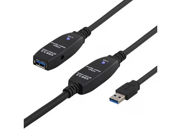 USB-A forlengerkabel med forsterker 15m 
