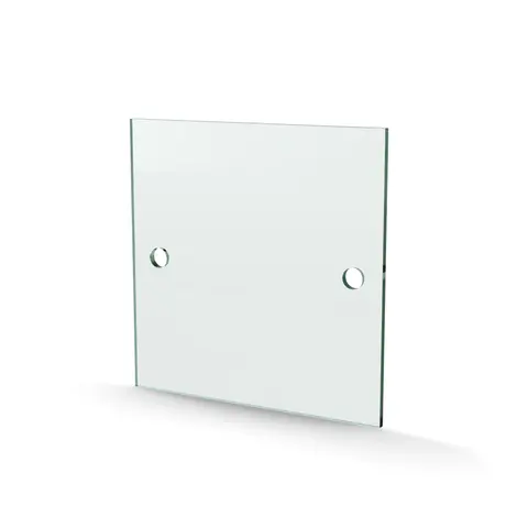 Herdet glass med hull, 4mm, flat 150x150, 2hull, 15/75, 11mm hull