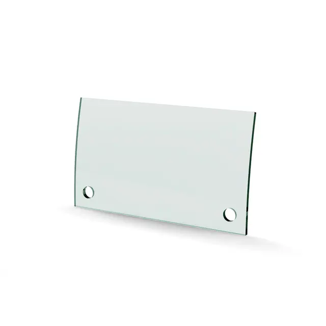 Herdet glass med hull, 4mm, kurvet 170x100, 2hull, 21/16, 11mm hull 