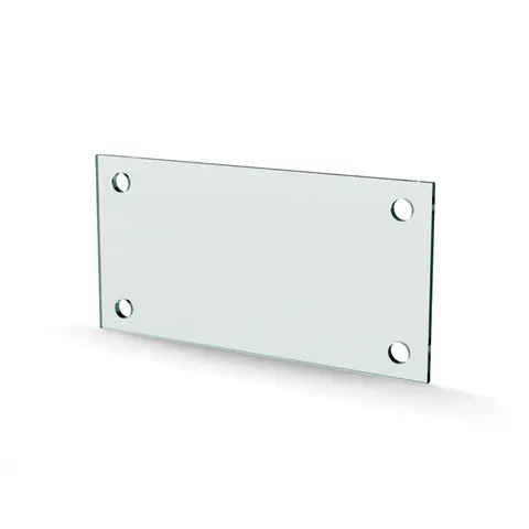 Herdet glass med hull, 4mm, flat 200x100, 4hull, 15/15, 11mm hull