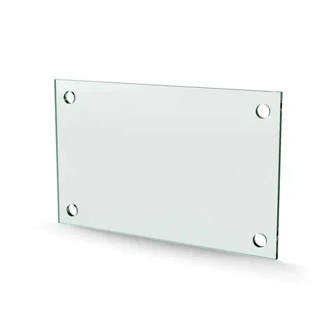 Herdet glass med hull, 4mm, flat 200x130, 4hull, 15/15, 11mm hull