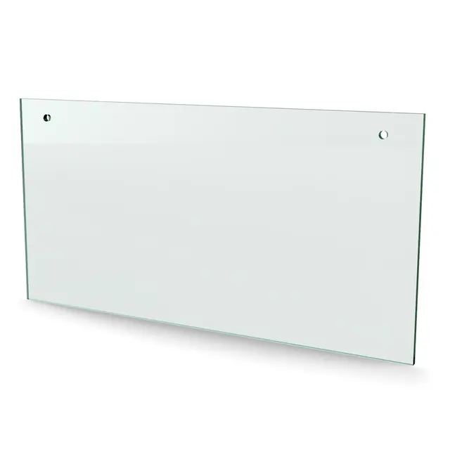 Herdet glass med hull, 4mm, flat 297x150, 2hull, 40/15, 5mm hull 