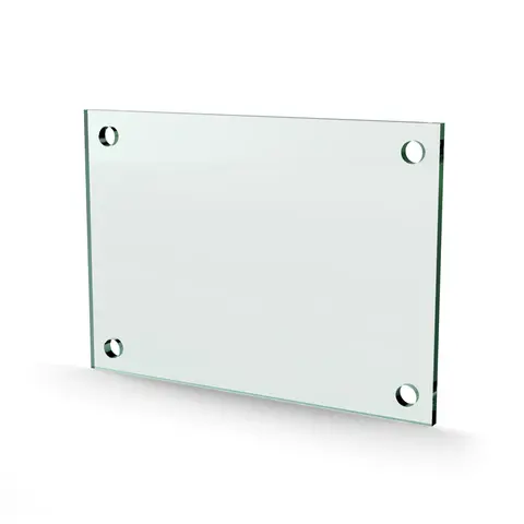 Herdet glass med hull, 6mm, flat 210x148, 4hull, 25/20, 11mm hull