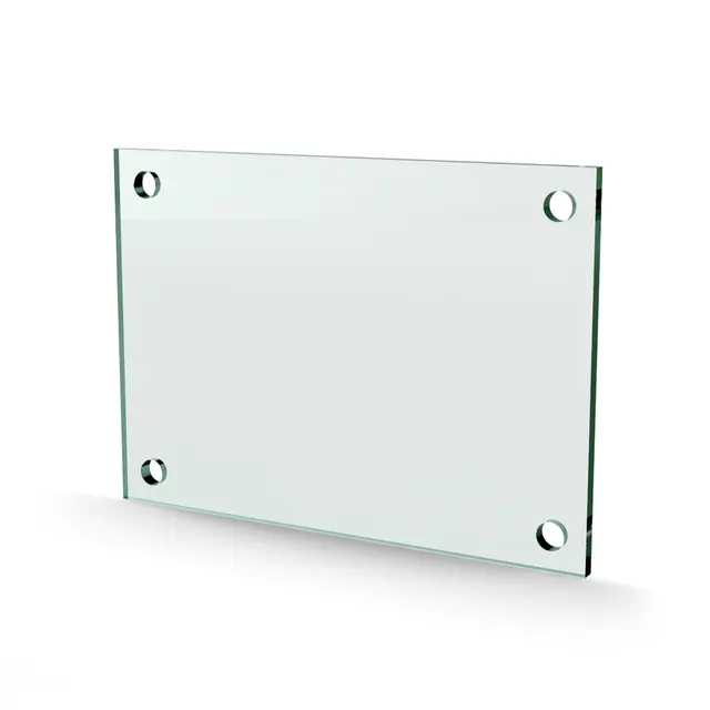 Herdet glass med hull, 6mm, flat 210x148, 4hull, 25/20, 11mm hull 