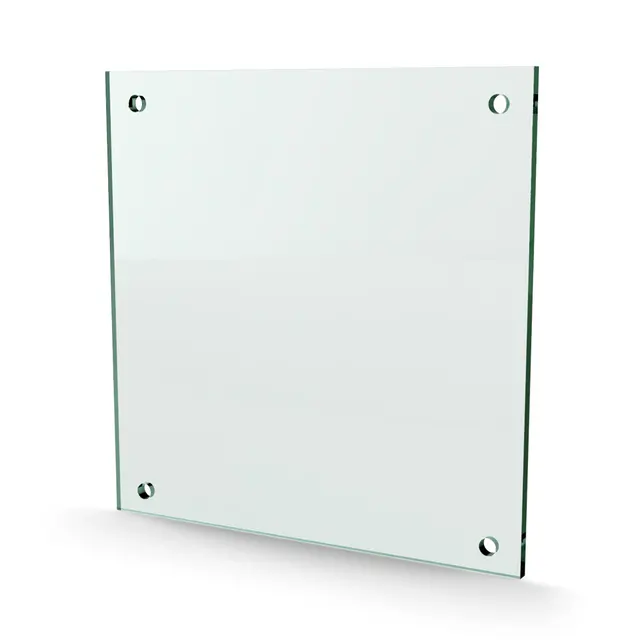 Herdet glass med hull, 8mm, flat 300x300, 4hull, 30/25, 11mm hull 