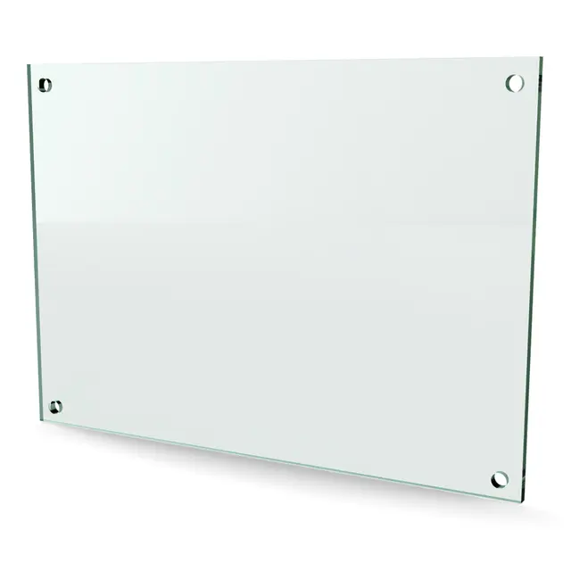 Herdet glass med hull, 8mm, flat 420x297, 4hull, 30/25, 11mm hull 